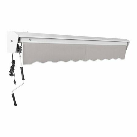 AWNTECH Destin 12' Gray Heavy-Duty Left Motor Retractable Patio Awning with Protective Hood 237DTL12G